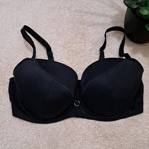 Curvy Kate Underwire Bra Black Daze T-shirt Balcony Bra Size 34DDD Lace Smooth